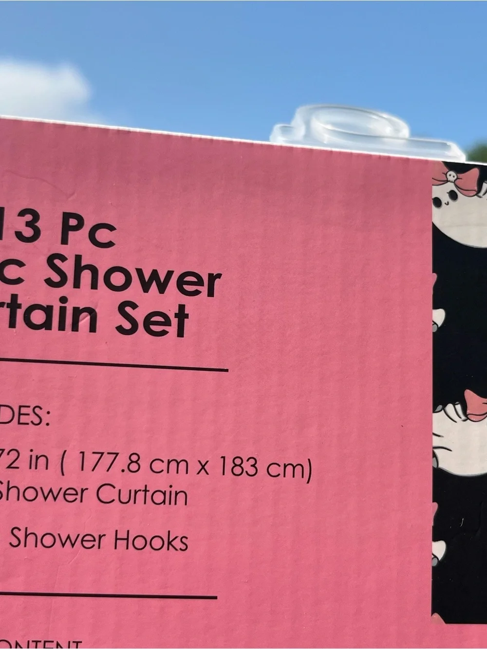 Black & Pink Fabric Shower Curtain Set - 13 Piece